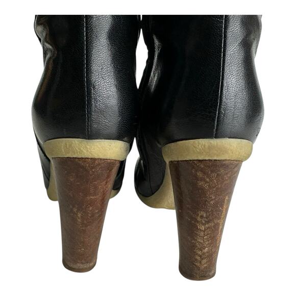 Jil Sander Black Leather Mid Calf Platform Heel Boots EU Size 38 - Picture 3 of 12